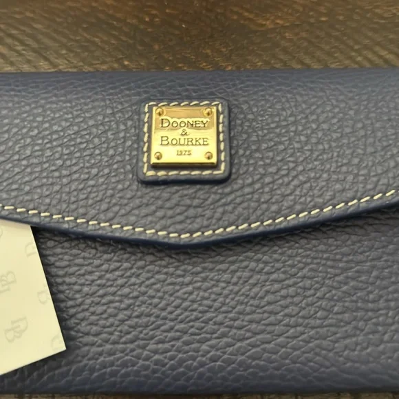 Dooney & Bourke Blue Pebbled Leather Wallet - Picture 3 of 9